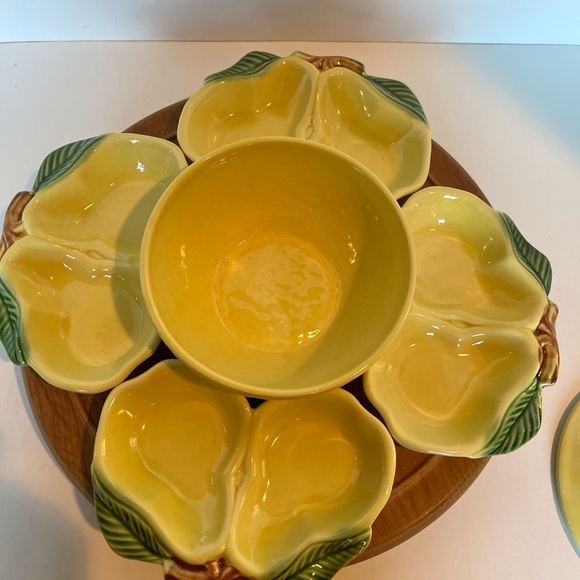 Vintage 1950s Yellow Pear Pottery Lazy Susan Set Belmar California Pottery USA - Picture 5 of 14